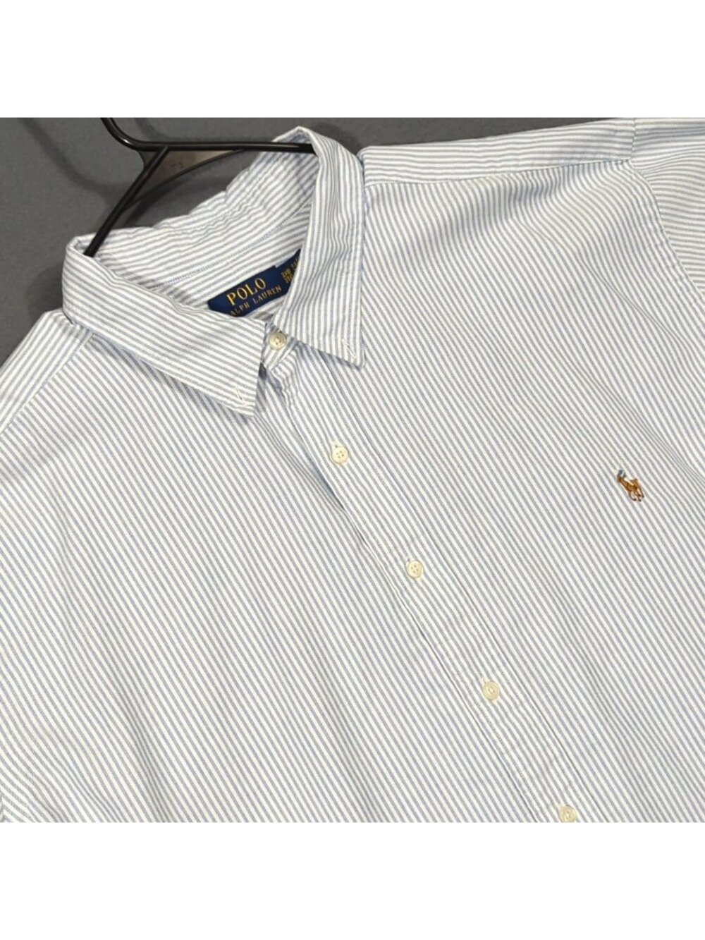 Polo Ralph Lauren Shirt Men's 3XB Blue Striped Flesh Pony OCBD Preppy
